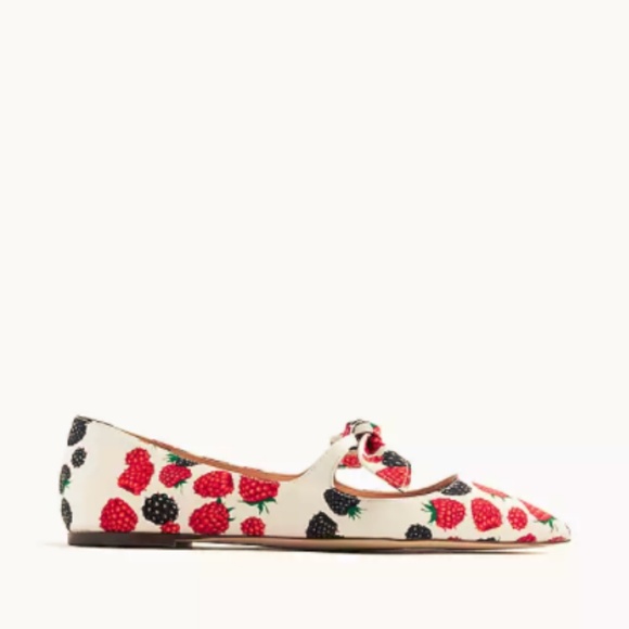 NWT J. Crew Berry-Print Tie-Front Flats - Picture 2 of 3